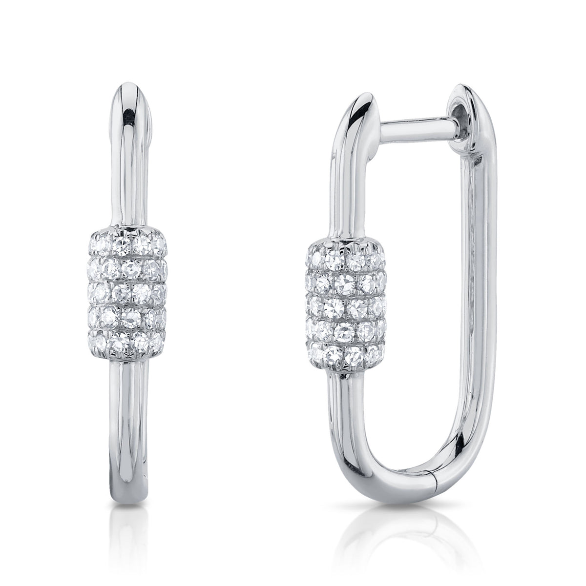 Diamond Oblong Hoop Earrings - Pasha Fine Jewelry