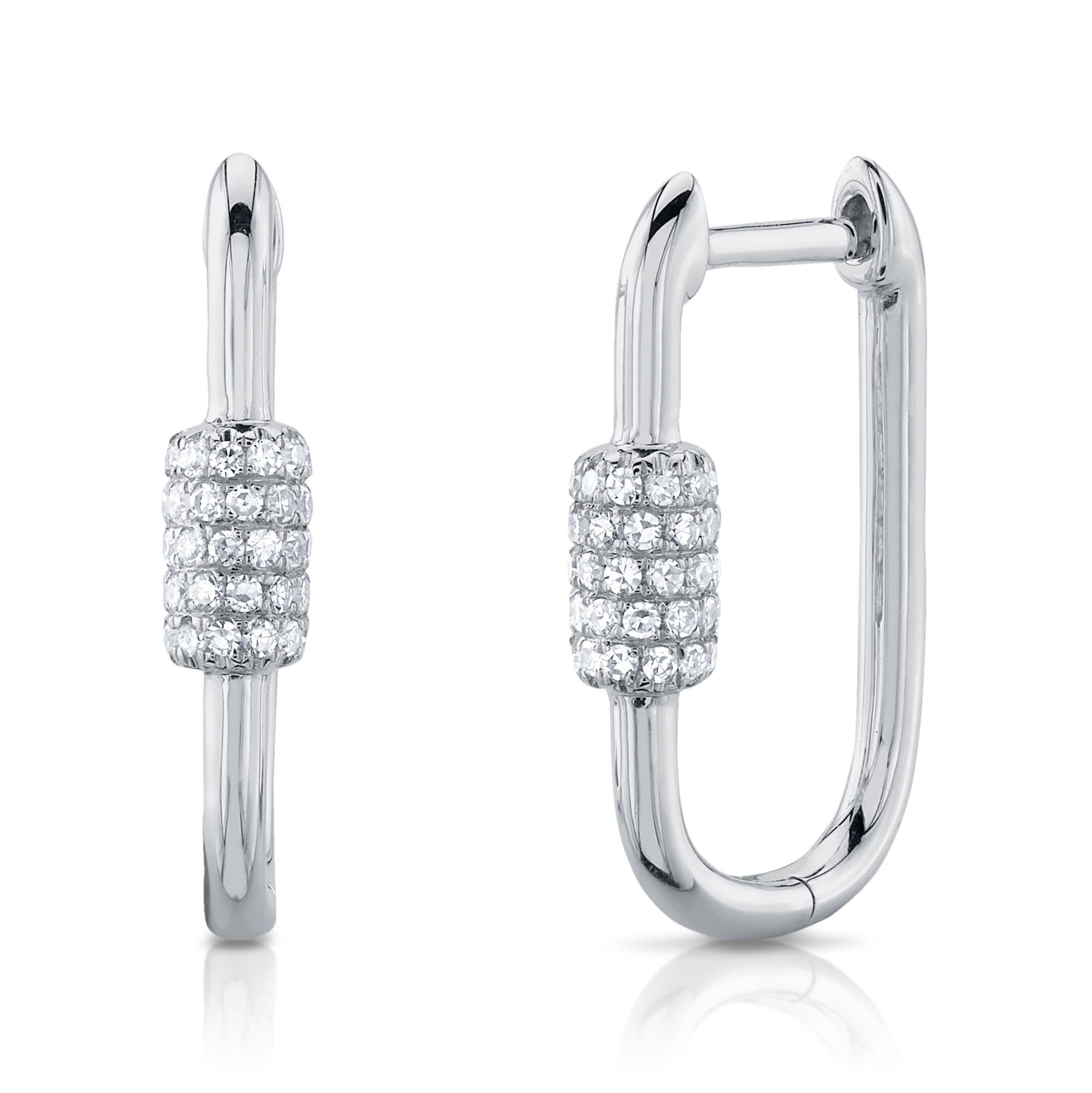 Diamond Oblong Hoop Earrings - Pasha Fine Jewelry