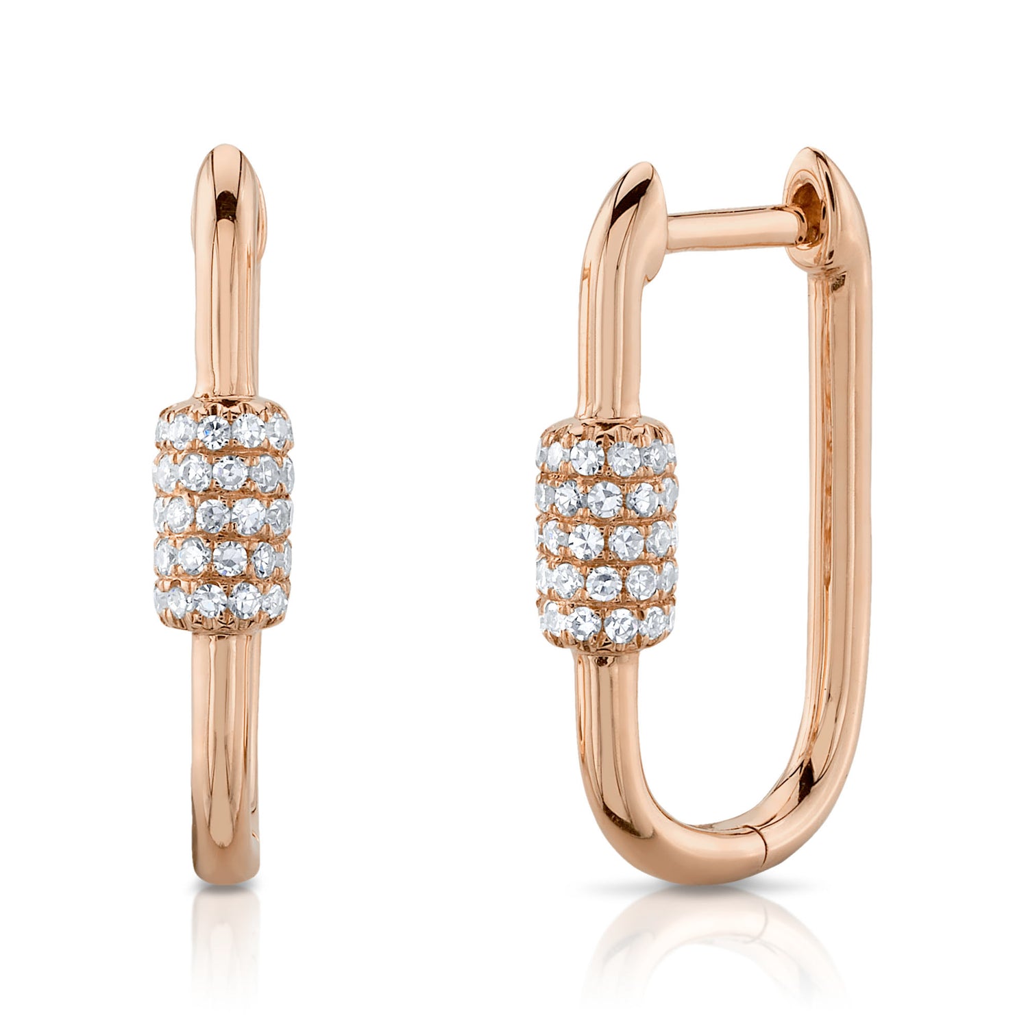 Diamond Oblong Hoop Earrings - Pasha Fine Jewelry