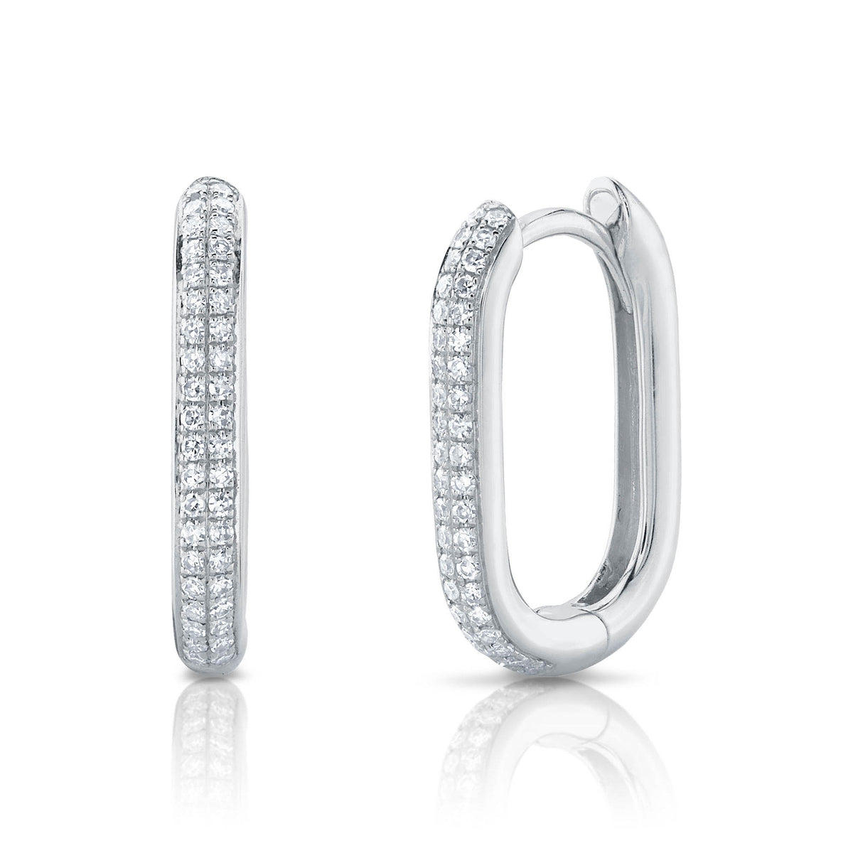 Diamond Oblong Hoop Earrings - Pasha Fine Jewelry