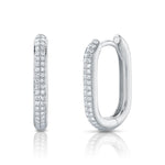 Diamond Oblong Hoop Earrings - Pasha Fine Jewelry
