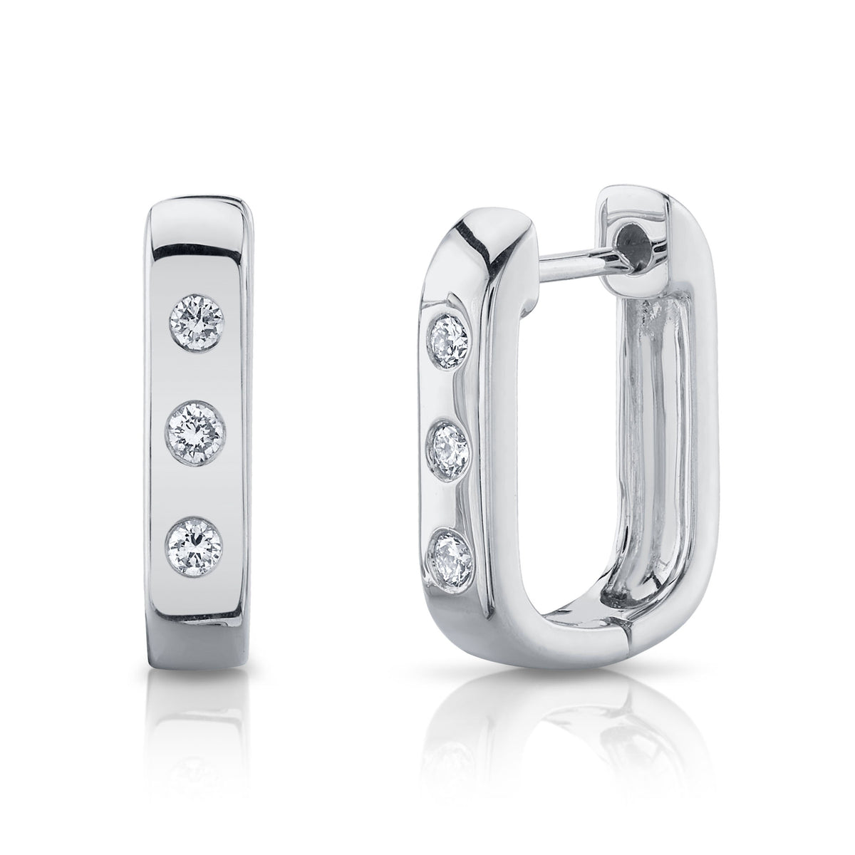 3 Stone Oblong Hoop - Pasha Fine Jewelry