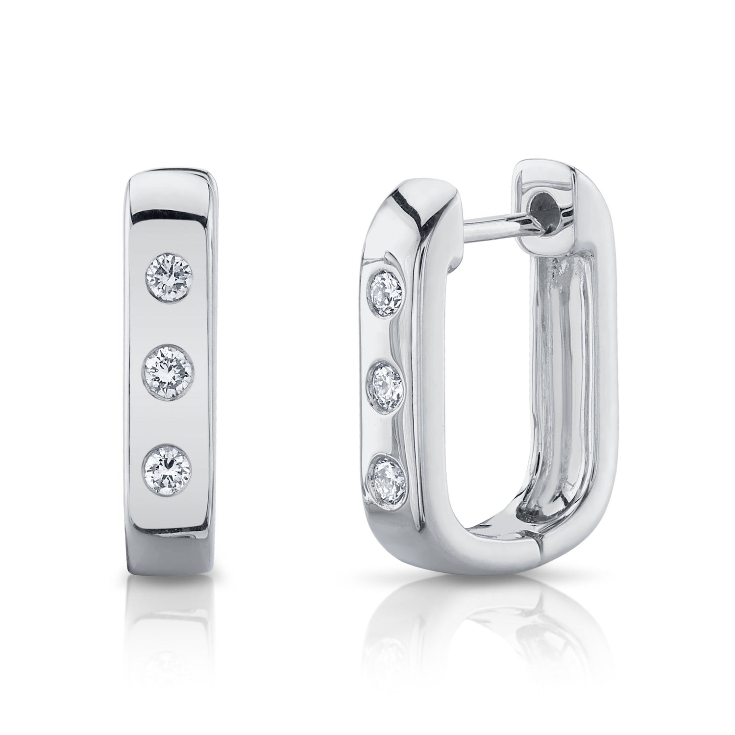 3 Stone Oblong Hoop - Pasha Fine Jewelry