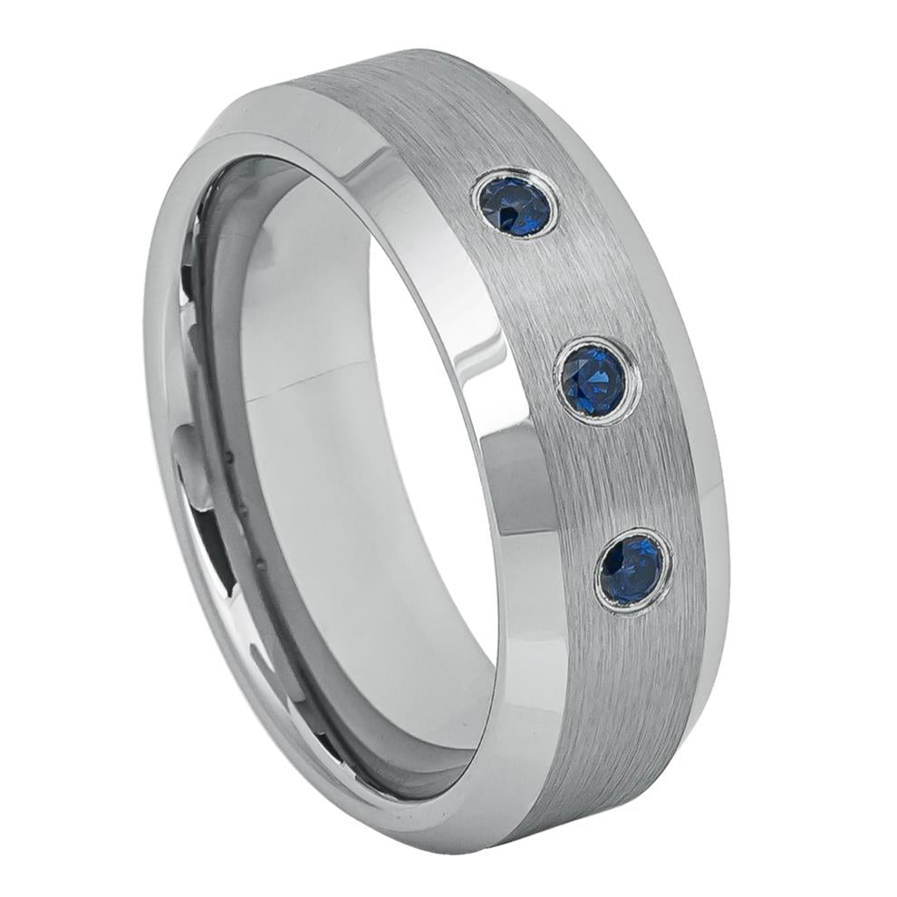 Beveled Edges with 3 Sapphires - Pasha Fine Jewelry