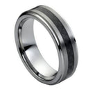 Black Carbon Fiber Inlay Brushed Center - Pasha Fine Jewelry