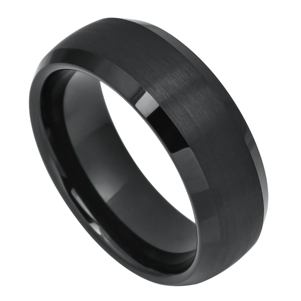 Black Tungsten Beveled Edges - Pasha Fine Jewelry