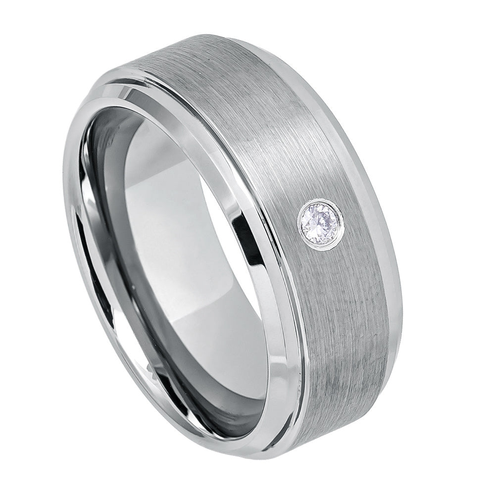 White Diamond on Brushed Center - Pasha Fine Jewelry