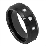 Black Tungsten with 3 White Diamonds. - Pasha Fine Jewelry