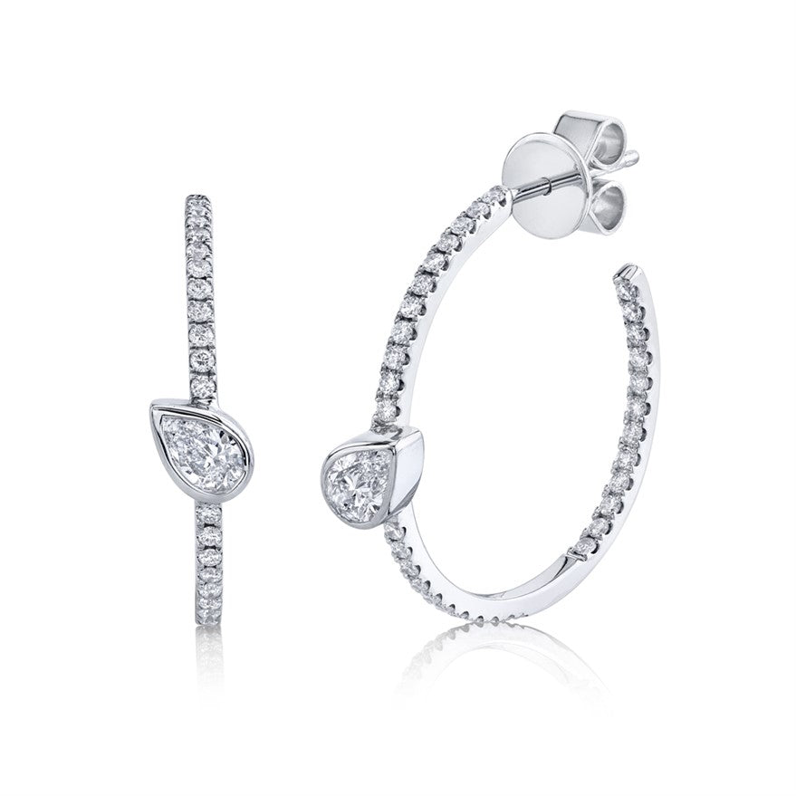 Solitaire Pear Hoops - Pasha Fine Jewelry
