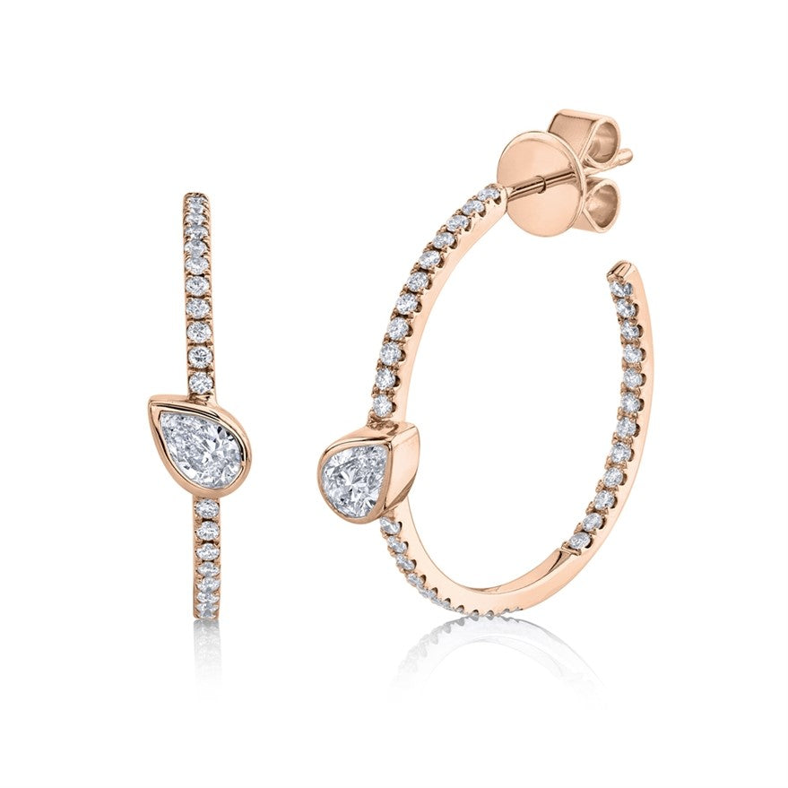 Solitaire Pear Hoops - Pasha Fine Jewelry