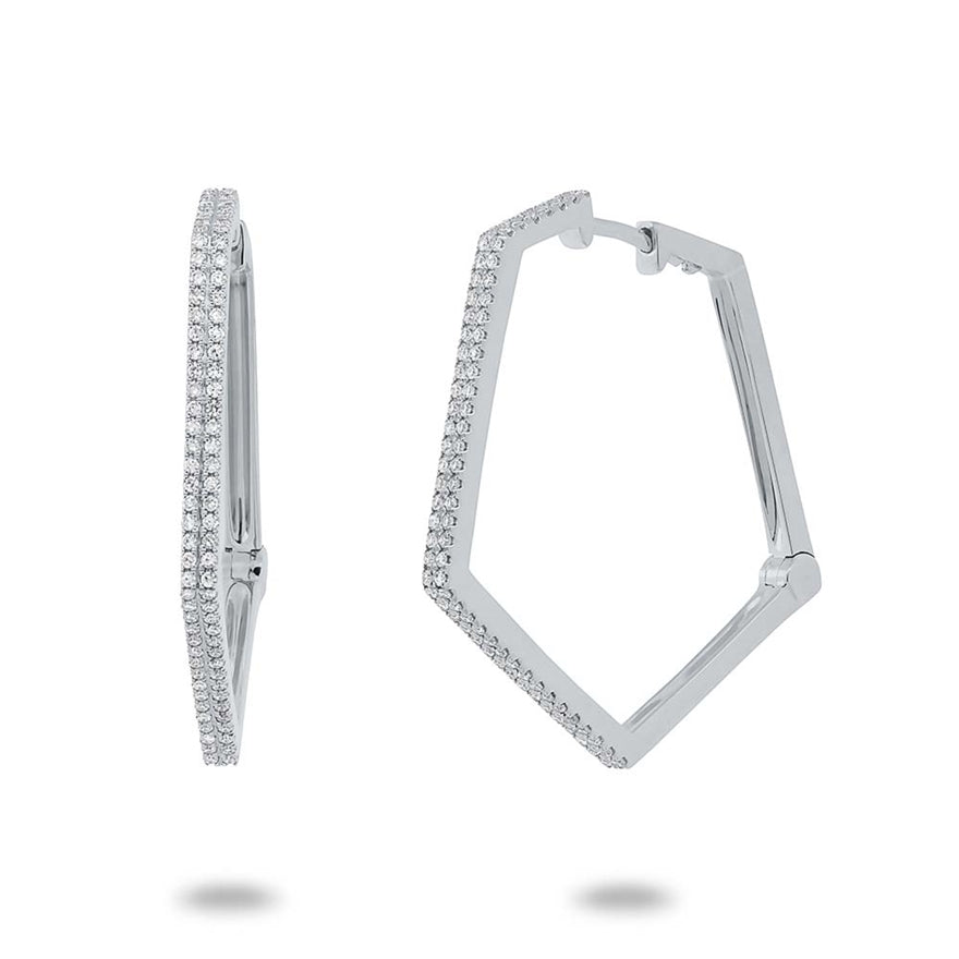 Pave Pentagon Hoops - Pasha Fine Jewelry