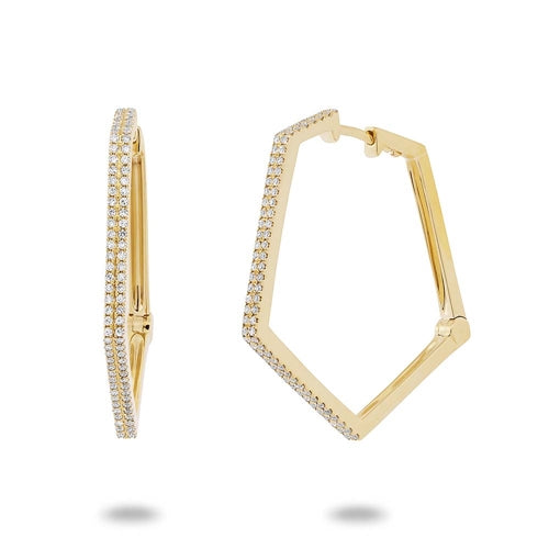 Pave Pentagon Hoops - Pasha Fine Jewelry