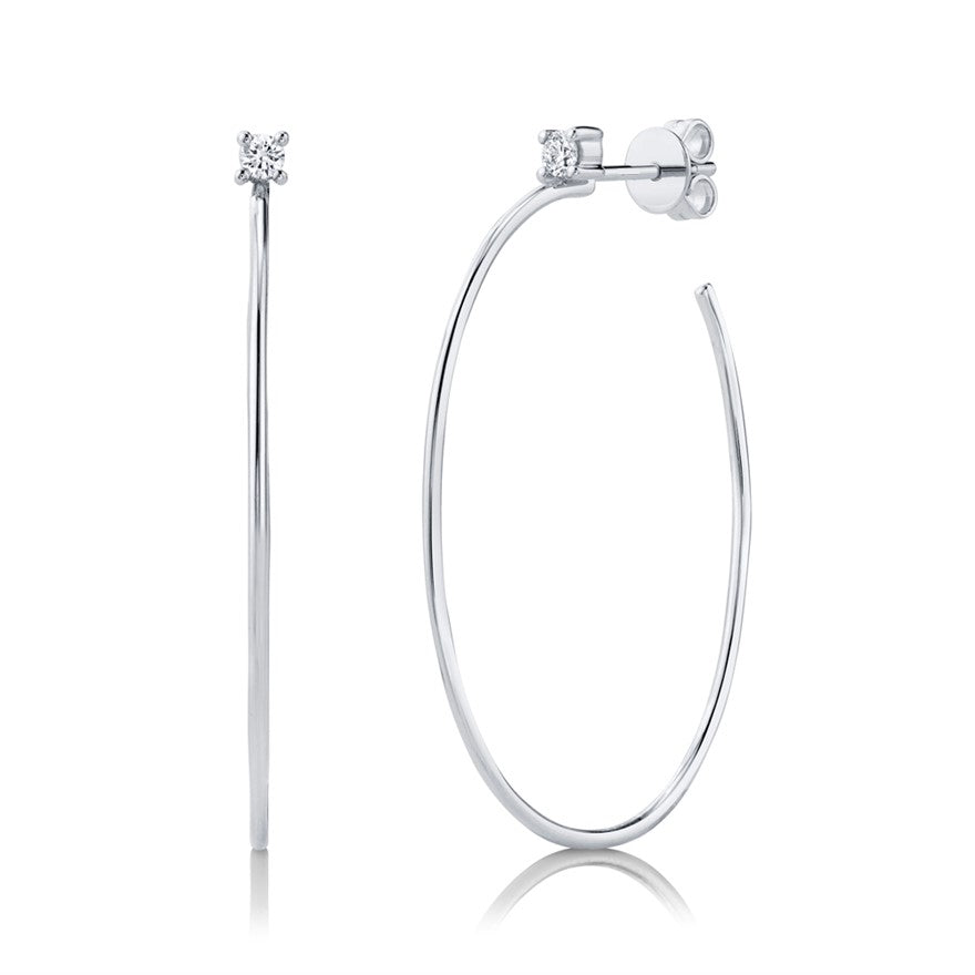 Solitaire Oval Hoop - Pasha Fine Jewelry