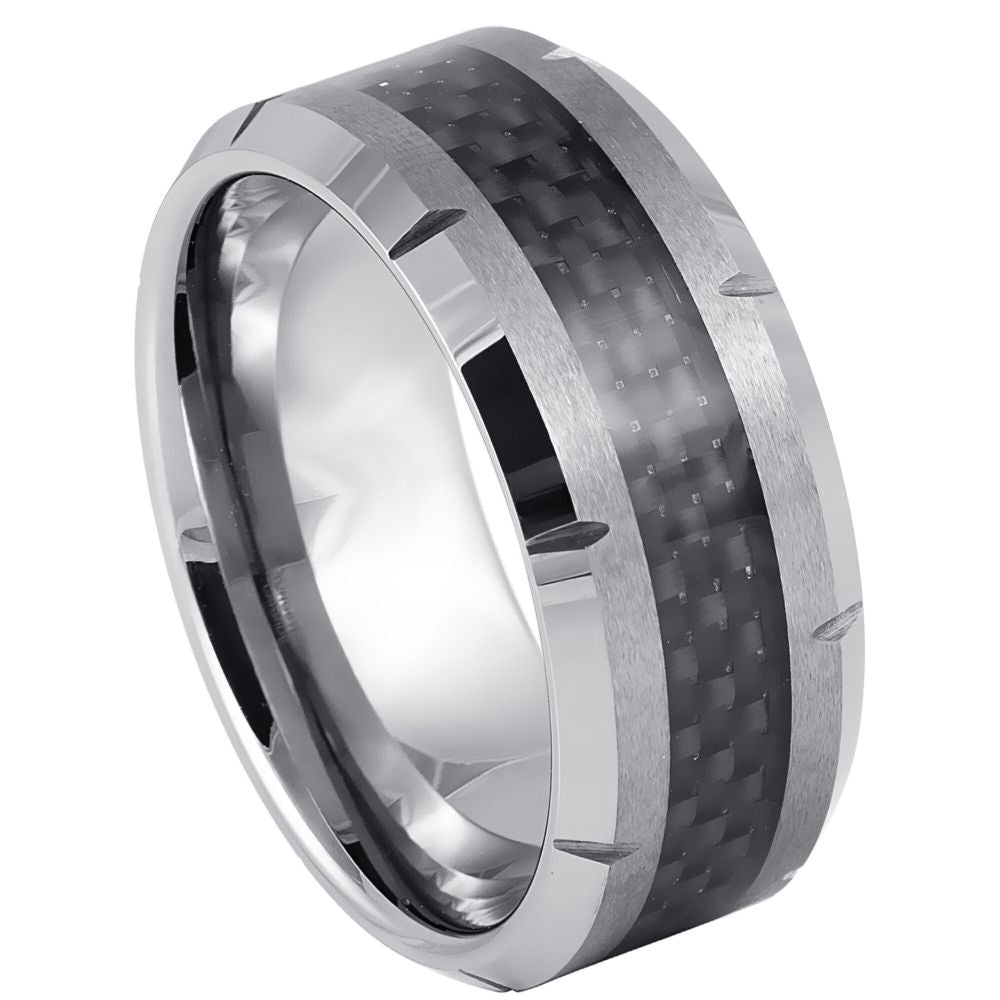 Black Carbon Fiber Inlay - Pasha Fine Jewelry