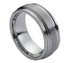 Flat Brushed Center High Polish Ridged Edge - Pasha Fine Jewelry