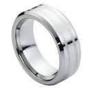 High Polish Two Lines Laser Engraved Center - Pasha Fine Jewelry