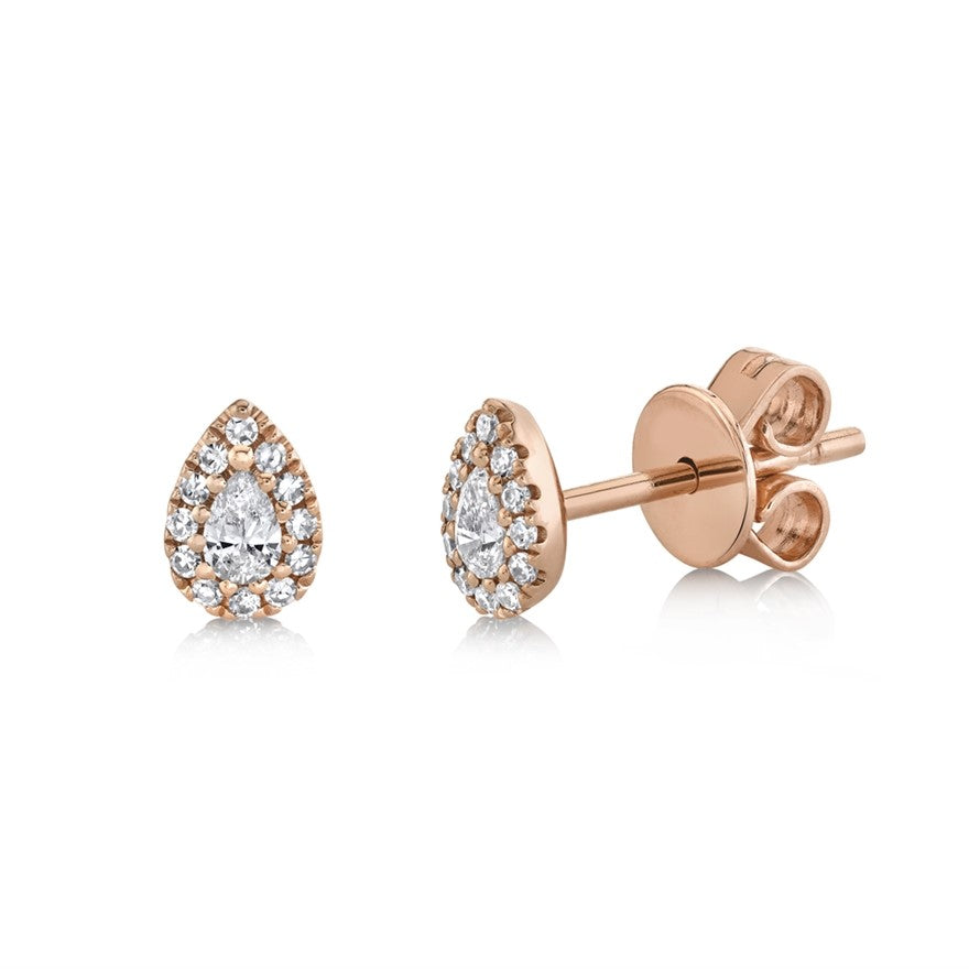 Teardrop Halo Studs - Pasha Fine Jewelry