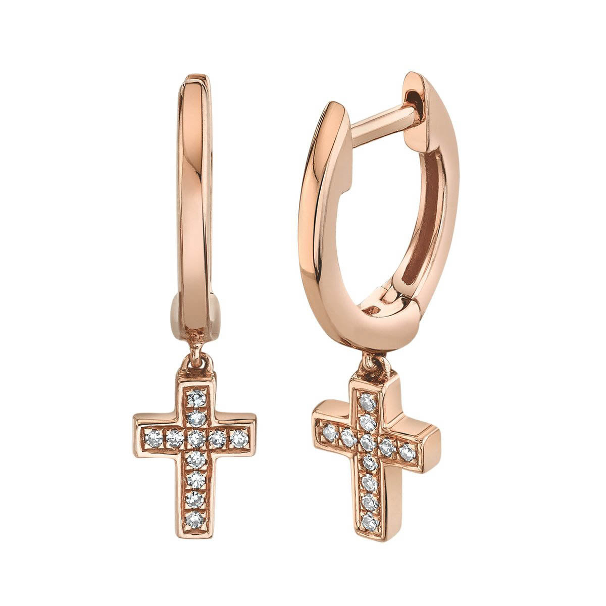 0.04ct Cross Huggie Earrings - Pasha Fine Jewelry