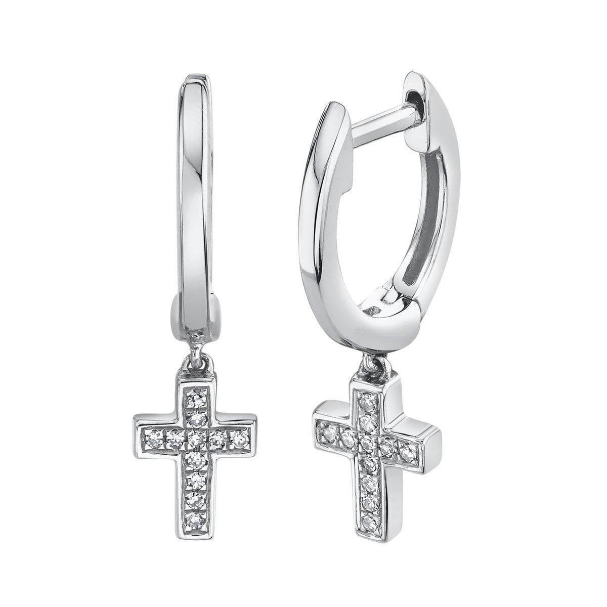 0.04ct Cross Huggie Earrings - Pasha Fine Jewelry