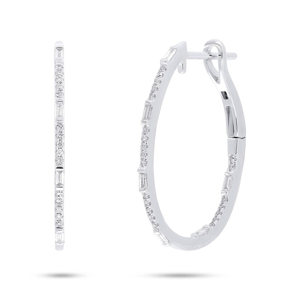 Baguette Oval Hoops - Pasha Fine Jewelry