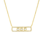 Bar necklace with sliding diamonds.