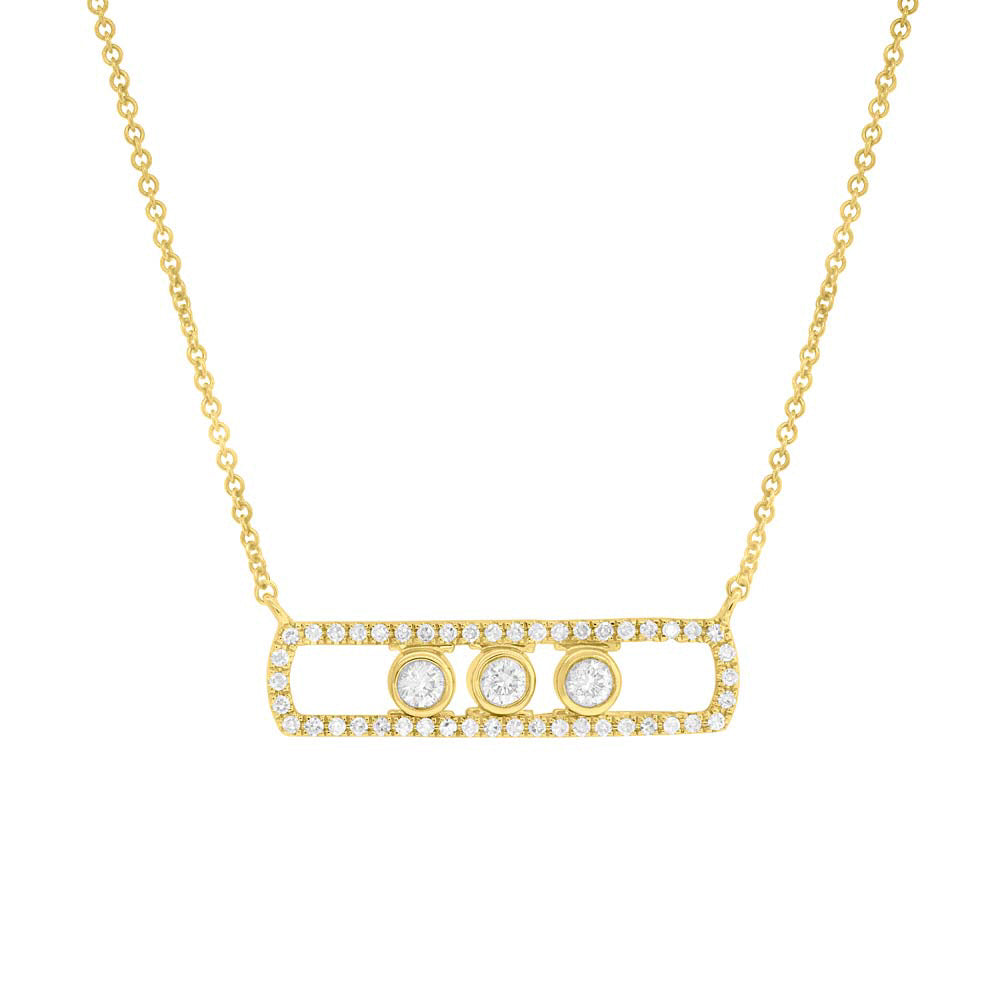 Bar necklace with sliding diamonds.